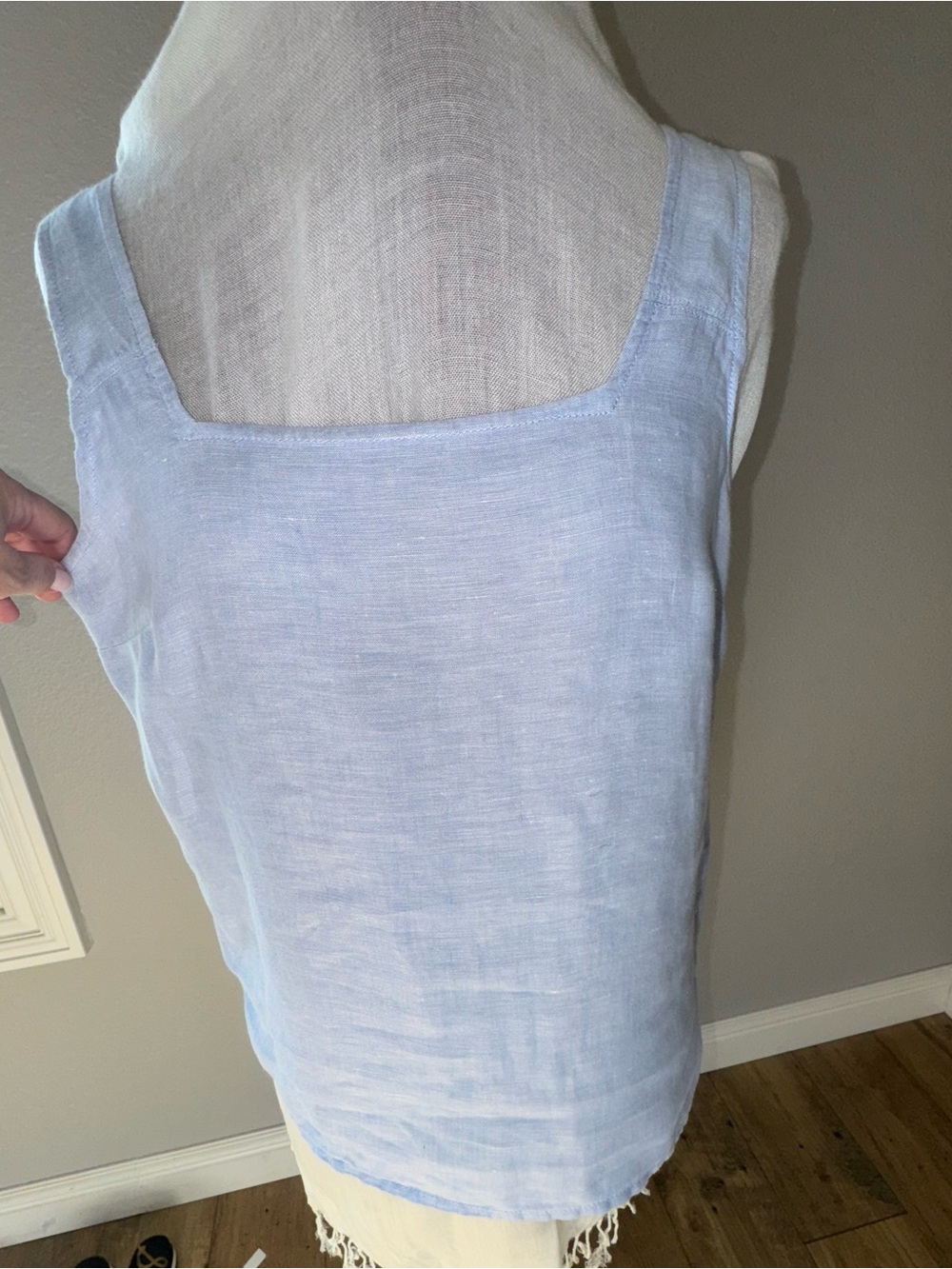 100% Hemp Light Blue Square Neck Tank